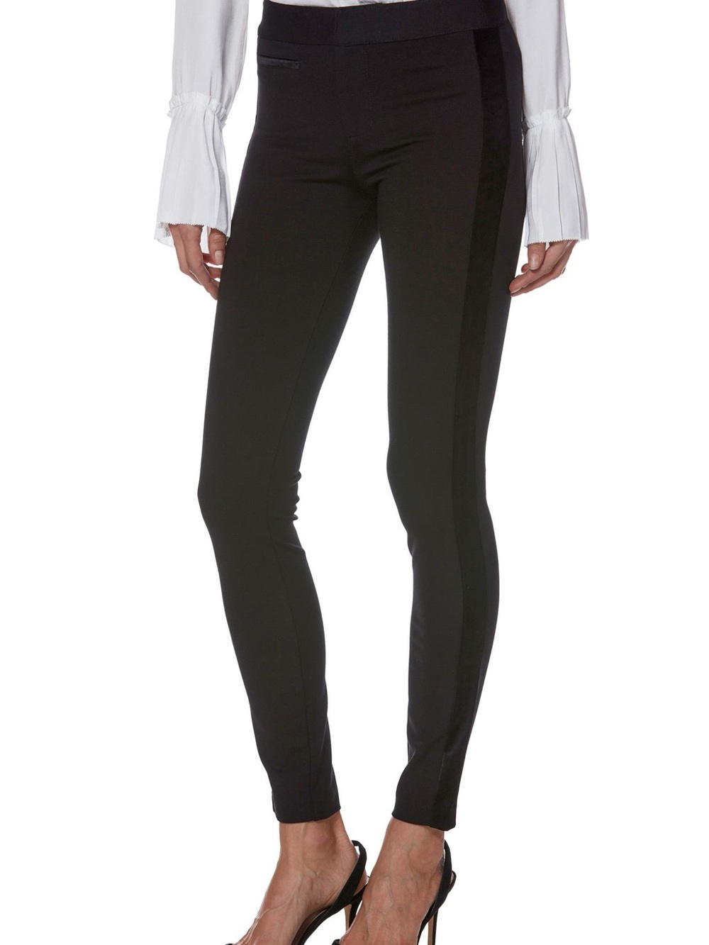 PAIGE Tereza Velvet Side Stripe Black Slim Pants Size 26